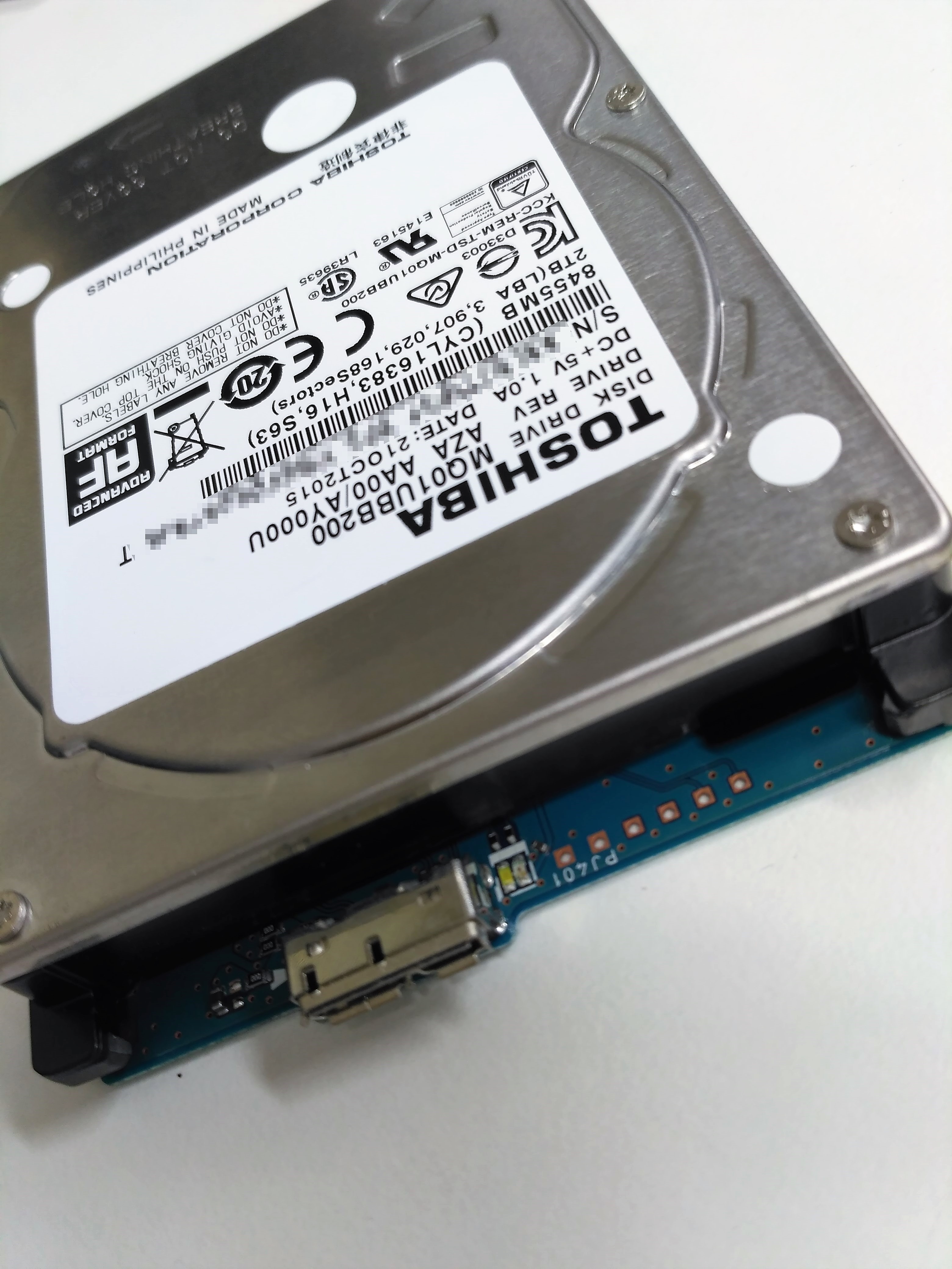 外付けHDD TOSHIBA HD-AB20TW 基盤故障からのデータ復旧 | パソコン ...
