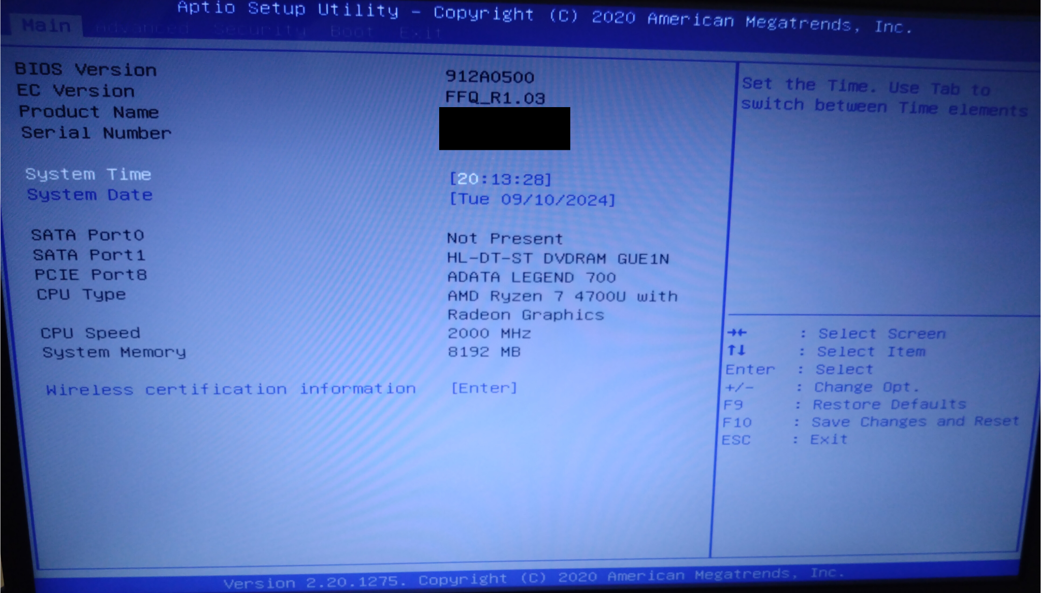 BIOS(UEFI)設定画面