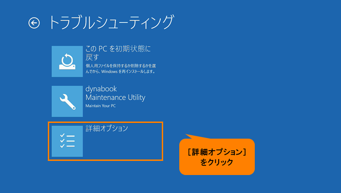 「詳細オプション」をクリック